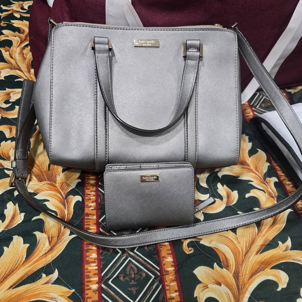 Kate Spade Gray Satchel and Wallet Set
